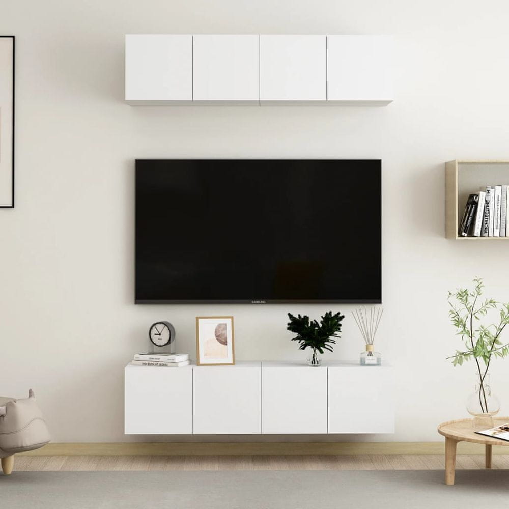Vidaxl TV skrinky 4 ks biele 60x30x30 cm drevotrieska